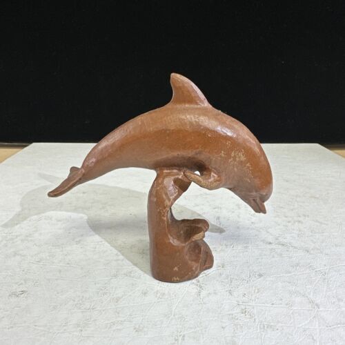 VINTAGE WOOD CARVED DOLPHIN 5 INCH TALL STATUE BY RED MILL MFG. - Picture 2 of 9