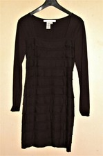 Black Mini Dress. Bodycon. Long sleeves. Fabric strip design. Size medium 10-12