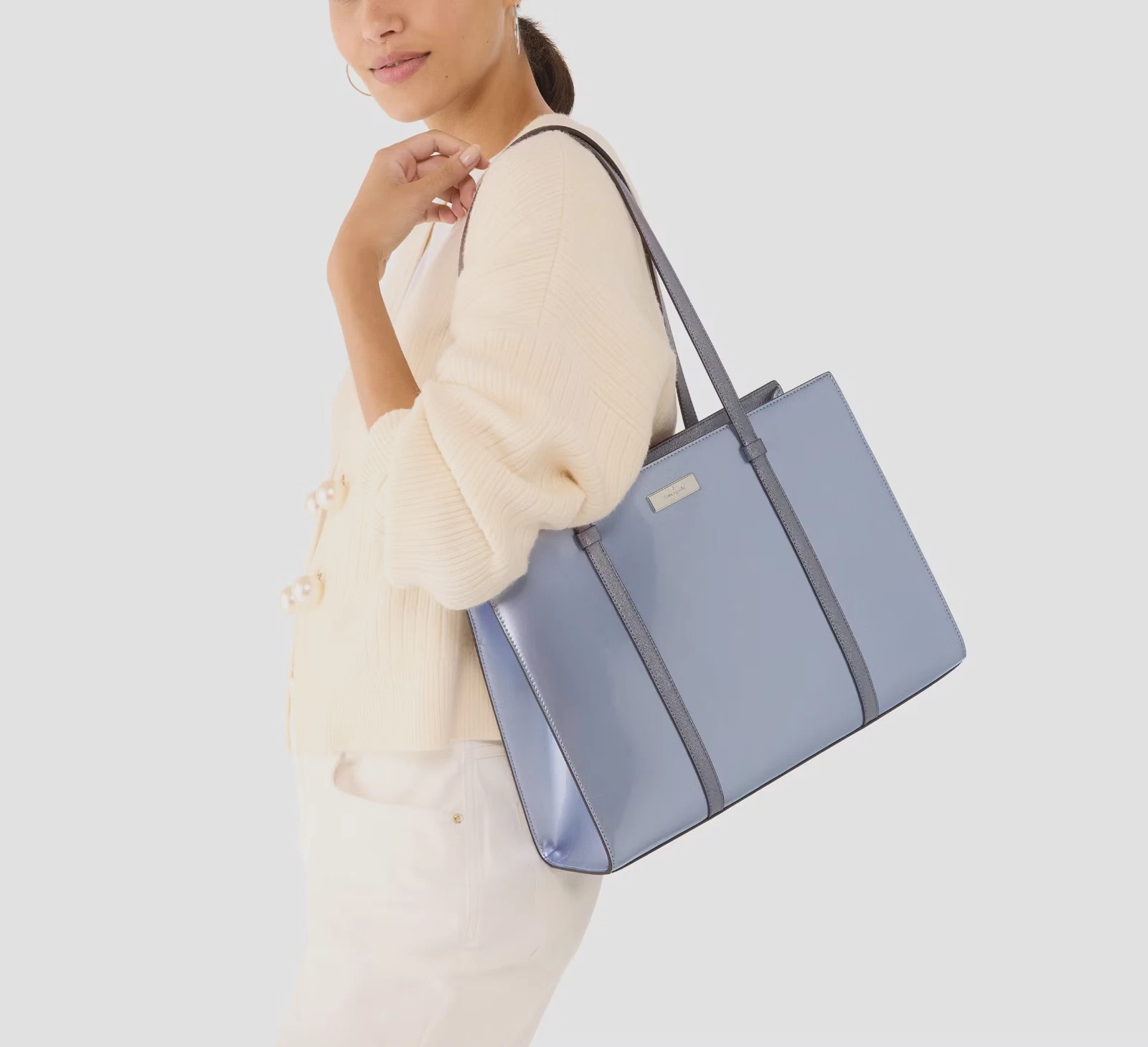 Nuova borsa grande Kate Spade Kenzie brevettata fiore candito