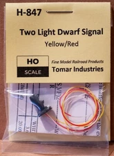 Tomar Ind. HO-Scale #H-847 Dwarf Signal -- Two-Light (Yellow Over Red)