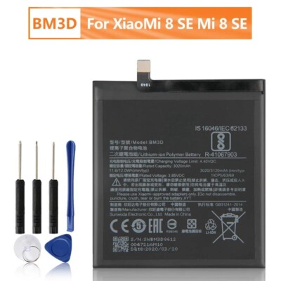 Compatibele batterij voor Xiaomi BM3E voor MI8 MI 8 Hoge capaciteit met 3400 mAh met schroevendraaierset
