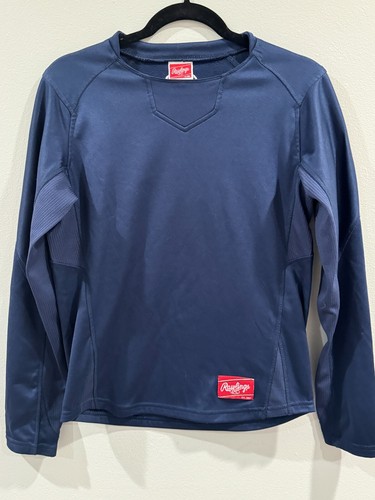 Rawlings Dugout Fleece Baseball Pullover Youth Large Navy Blue EUC