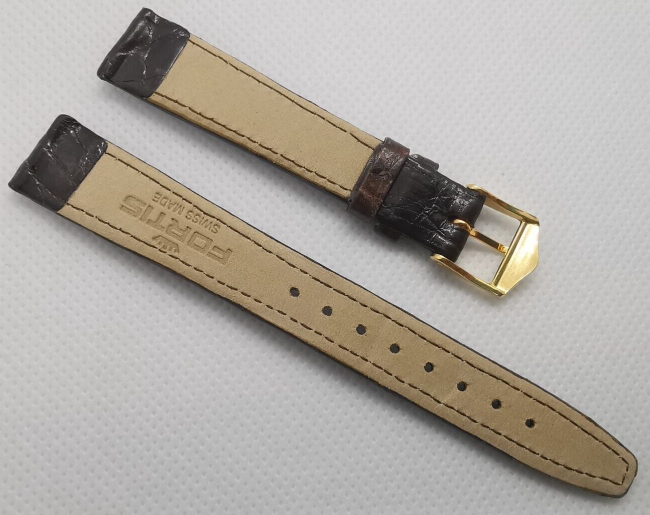 Original FORTIS Uhrenarmband Leder Schwarz 14mm Mit Schnalle 8821