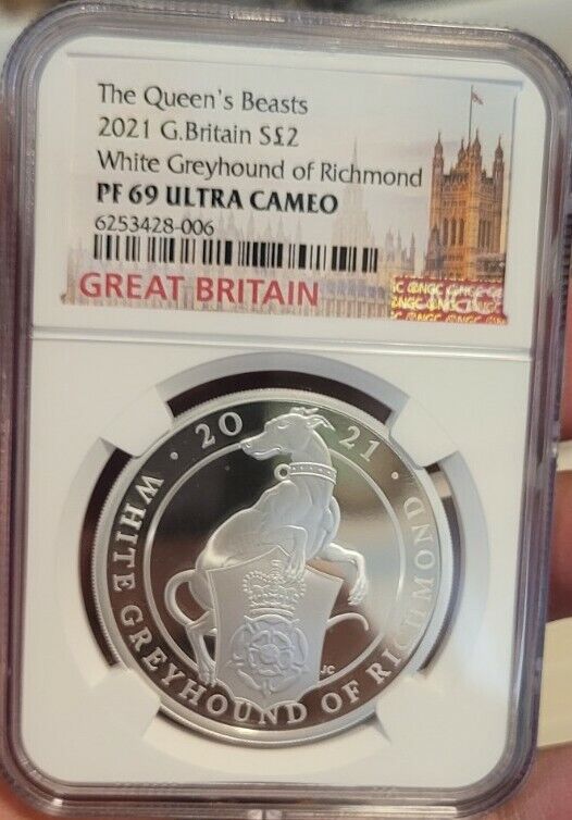 NGC PF69 Great Britain UK 2021 Queen's Beast Greyhound of Richmo