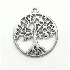 Lot 30pcs Tree Trunk Antique Silver Charms Pendant DIY Jewelry Findings 28*25mm