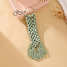 Macrame Bohemian Key Chain Keychain Tag Bag Charm Boho Green