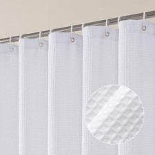 Fabric Shower Curtain Set, Waffle Heavy Duty 72"W x 72"L Pack of 1 White