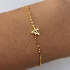 Letter Initial Bracelet Silver Gold Bracelet for Women Gift 925 Sterling Silver