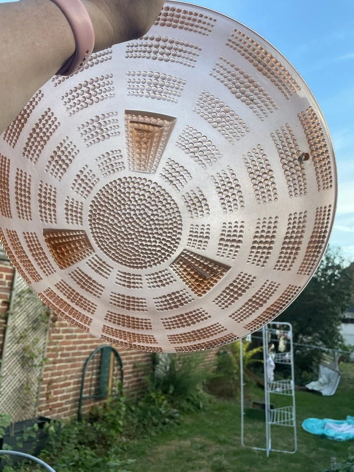 Antique French 16” Glass Art Deco Chandelier Dome Ceiling Light Fixture Pink - Image 2 of 4