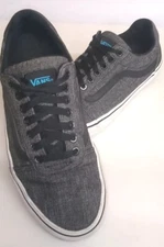 VANS Off The Wall Canvas Shoes Dark Gray teal-blue Accent Size Tag Is Unreadable