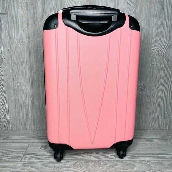 Heys pink luggage carry on pull behind hard side bag travel