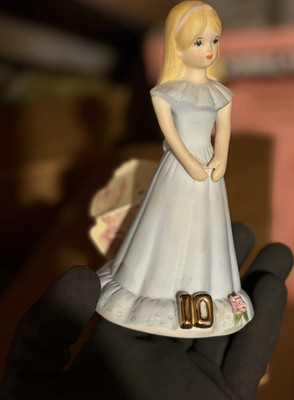 Growing Up Birthday Girls Age 10 Porcelain Girl Figurine Blue Dress Hang Tag