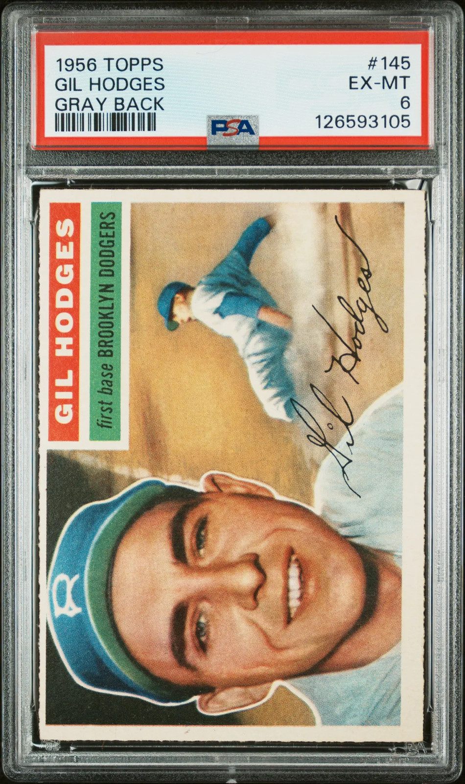 1956 Topps #145 Gil Hodges Gray Back PSA 6 Excellent-Mint!!