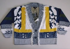 Attitudes By Renee Womens Wearable Art Fringed Bright Colorful Cardigan XL NEW