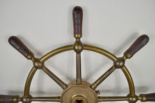 Antikes Schiffsrad Messing braun Brüder, Edinburgh, Anfang 20. Jahrhundert - Bild 7 von 11