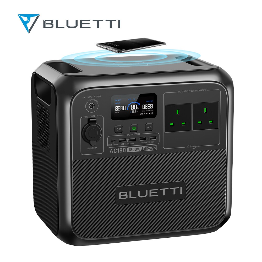 BLUETTI AC180 1152Wh 1800W Portable Power Station Solar Generator