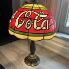 Vintage Coca Cola Tiffany Style PLASTIC Stained Glass Style Shade Lamp 15” Coke
