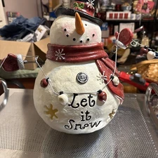 Cracker Barrel 14" Snowman I Love Snow Days Lighted Snowman Decor TESTED & WORKS