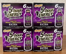 5-Hour Energy Drink EXTRA STRENGTH Grape, 4 BOXES = 24 Bottles Total, EXP 8/2026