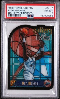 1999 TOPPS GALLERY GALLERY OF HEROES #GH10 KARL MALONE PSA 8