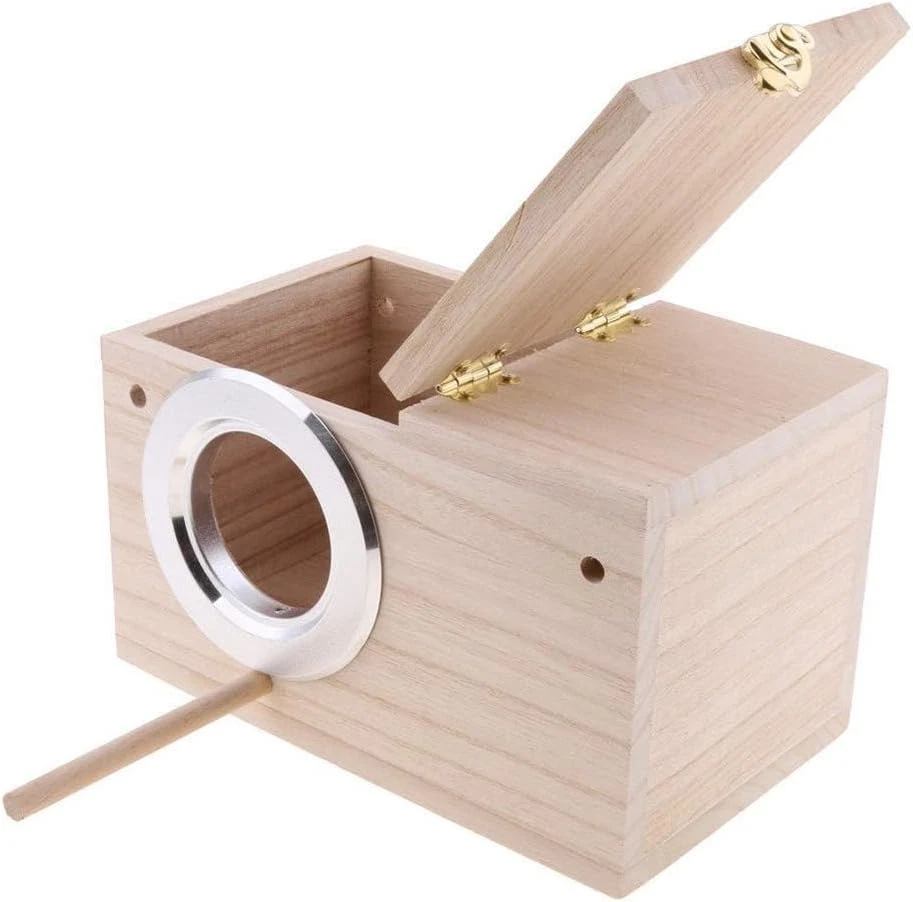 PINVNBY Parakeet Nesting Box Bird House for Cage Wood Mating Box Bird Breeding B
