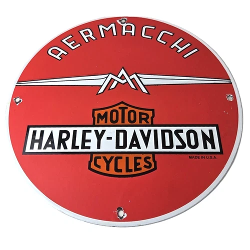 Vintage Harley Davidson Motorcycles Sign - Aermacchi Porcelain Gas Pump Sign