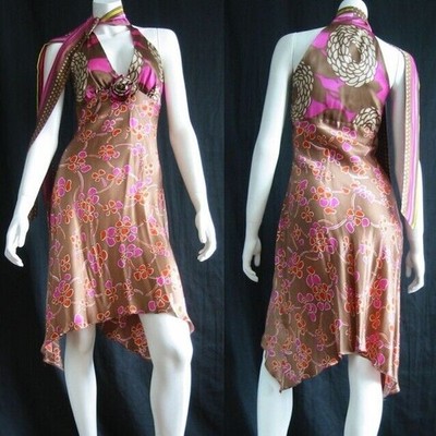 ALICE & TRIXIE silk dress neck scarf asym hem 0 NWoT