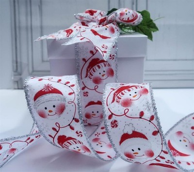Neu Kinder Weihnachten Draht Kanten Band Handwerk Schleifen Geschenkverpackung ''Herr Schneemann''