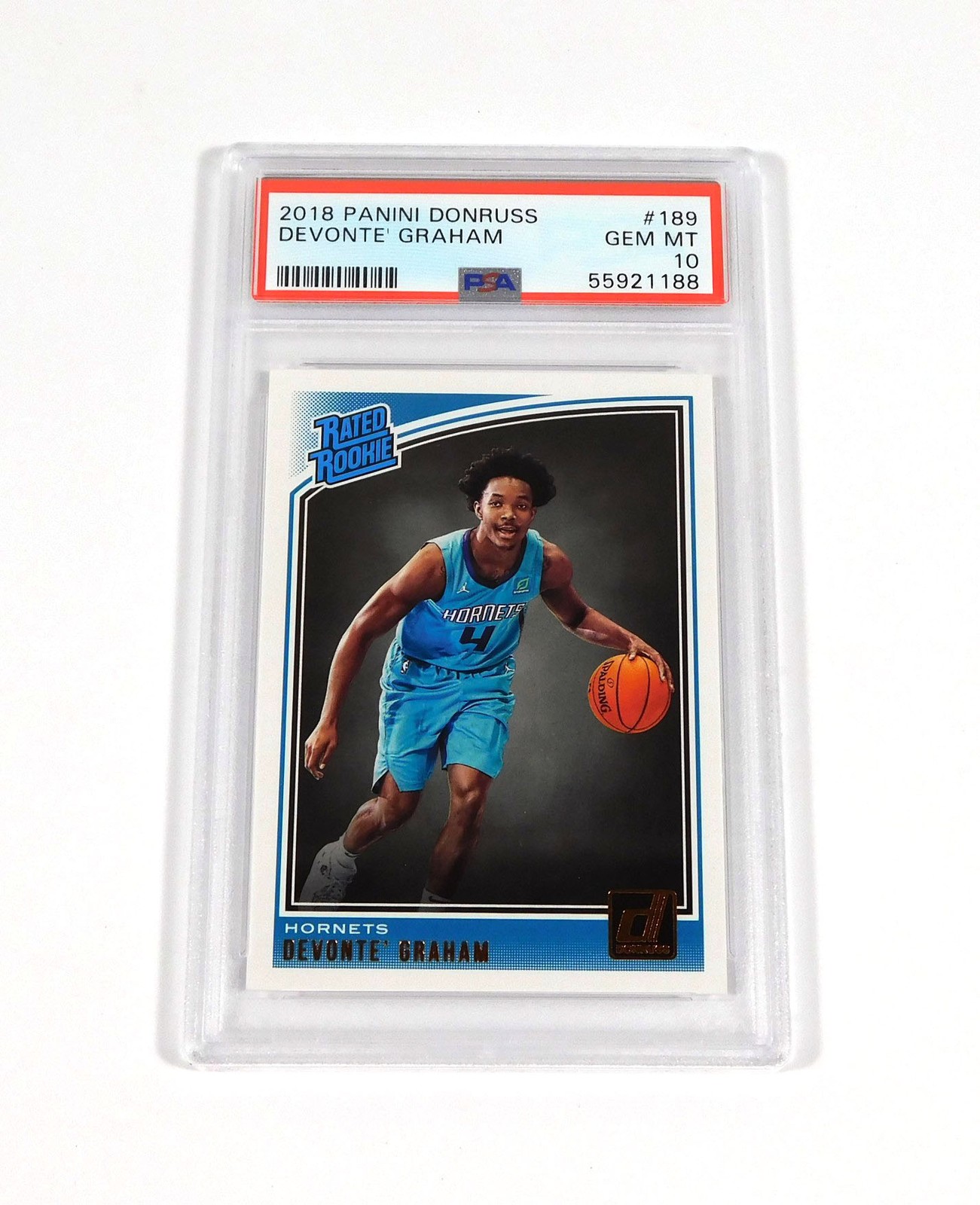 2018-19 Panini Donruss Devonte' Graham #189 Rated Rookie Hornets PSA 10