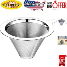Upgraded Stainless Steel Pour Over Coffee Filter – Eco-Friendly 1-2 Cup Dripper
