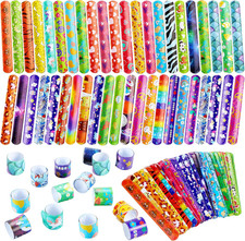 288 Pcs Slap Bracelets for Kids, Bulk Wristbands with Animals, Friendship, Heart
