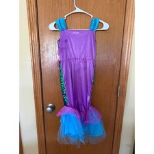 Way to Celebrate Mermaid Halloween Costume Kids Size S 6 6X Purple Green Sequins