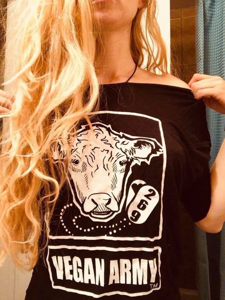 Vegan Army 269 Off The Shoulder Long Sleeve Top Size S🌱S M L XL Available