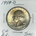 1959-D WASHINGTON SILVER QUARTER ~ CH BU / TONED ~ NICE COIN