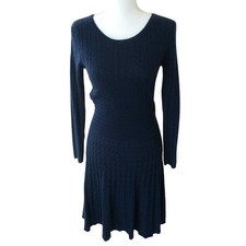 Roz & Ali Women's Blue Long Sleeve Knit Pull Over Sweater Dress Size Small