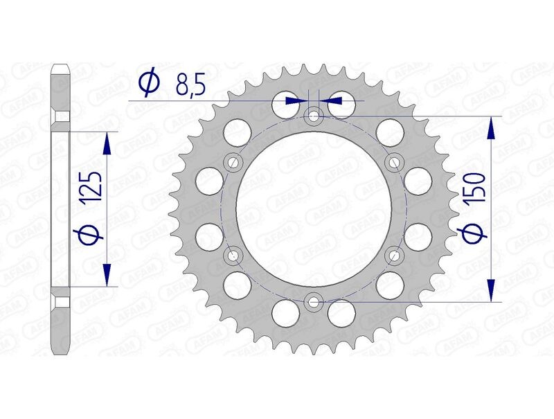 Pignon AFAM aluminium 72304 division 520 pour performance piste