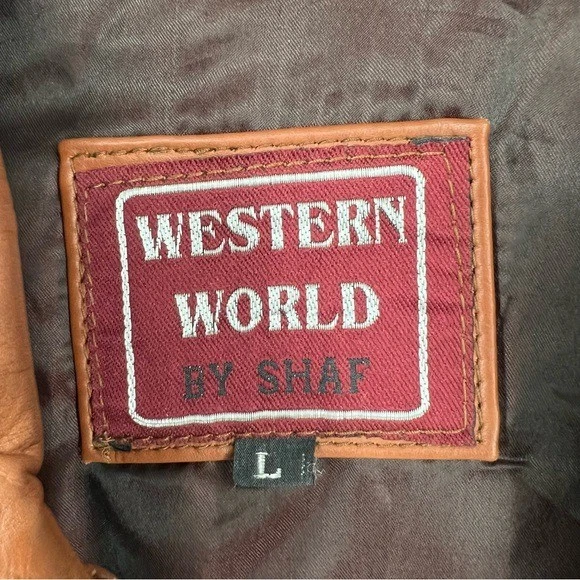 Chaqueta de Cuero Western World By Shaf Flecos Cuentas Vaquero Occidental L Foto 3 de 4