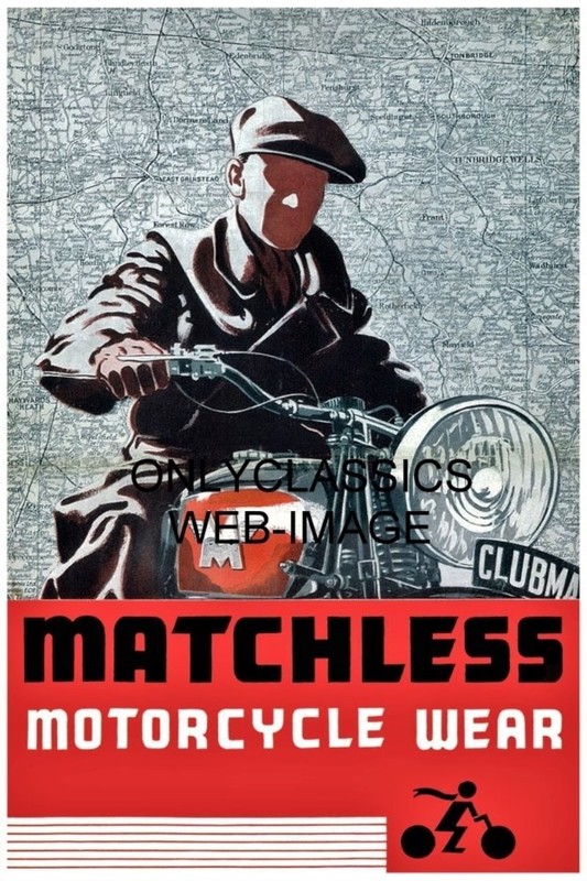 1950's MATCHLESS EURO MOTORCYCLE ADVERTISING POSTER GREAT MOTORBIKE ART GRAPHICS