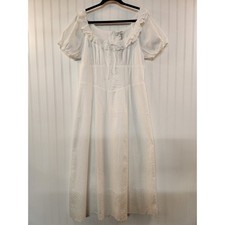 NEW Rihoas White Eyelet Lace Ruffle Maxi Dress Puff Sleeve Cottagecore Cotton XL