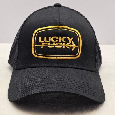 Otto Cap Lucky F$@k Trucker Hat Snapback Mesh Back Black Gold OSFM Streetwear