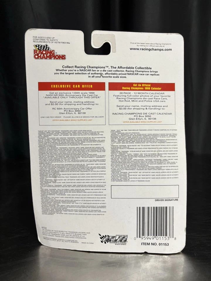 NASCAR Mark Martin 1998 Racing Champions 50 aniversario 1:64 Die Cast Eagle On Foto 2 de 2