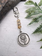 Beaded Daisy Flower Keychain / Purse Charm / Bag Charm / Pick Gemstone Beads