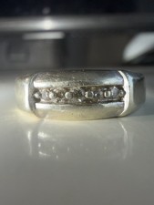 9K White Gold 5 Diamond Ring - 5g Solid Gold Band - Five Stone Diamond Jewellery