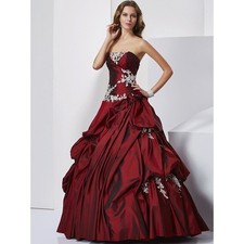 Vintage Style Burgundy Corset Back Ball Gown Prom Pageant Dress medium