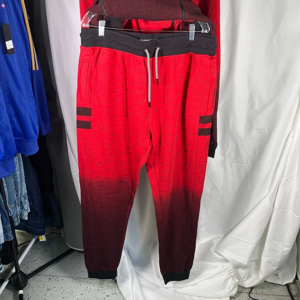 Conjunto de chándal Parish Nation rojo negro ombre 3XL cremallera sudadera con capucha y joggers para hombre nuevo Foto 3 de 4