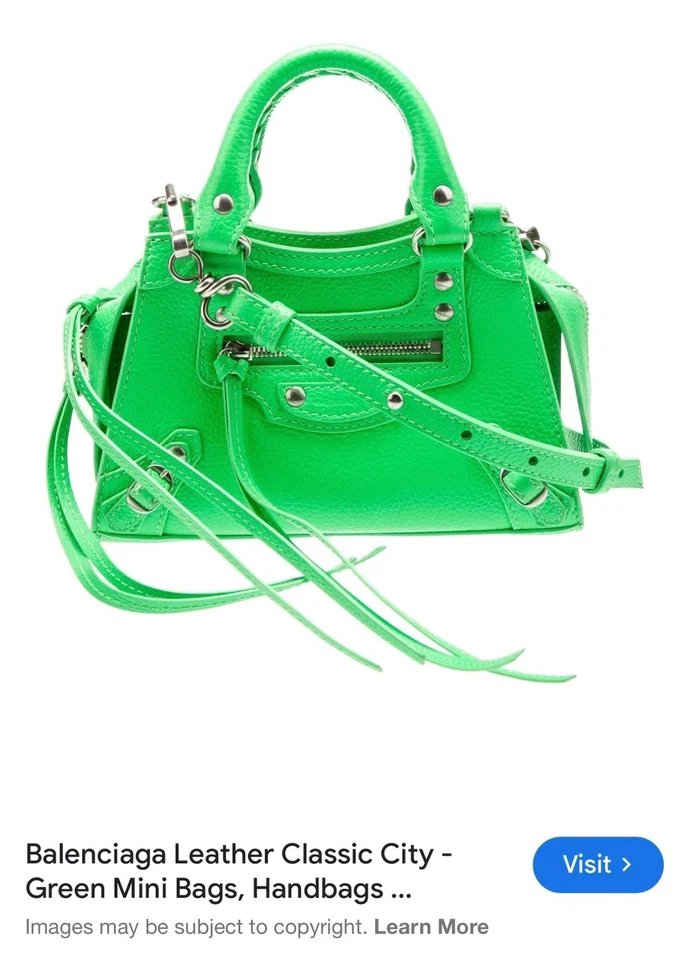 Mini Bolso de Mano 100% Auténtico, Totalmente Nuevo, Balenciaga, Cuero Clásico Ciudad, Verde Foto 3 de 4