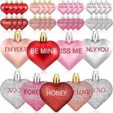 32PCS Heart Ornaments for Tree - 8 Styles Valentines Heart Shaped Ornaments with