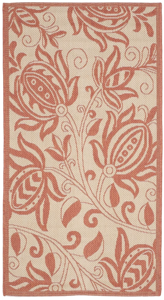 Washable Rug Outdoor Courtyard Collection - 2'7" x 5', Natural & Terracotta, ... - Image 2 of 4