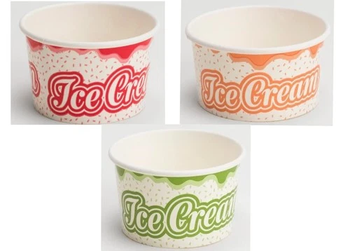 Paper Ice Cream Container 3 Sizes Round Dessert Tub Biodegradable Snack Pot