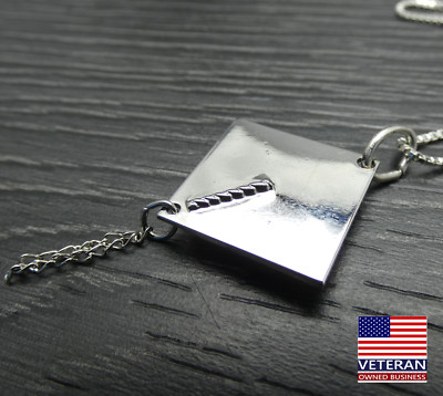 Sterling Silber 3D Graduierung Kappe Anhänger Charm Box Kette Halskette 22 Zoll